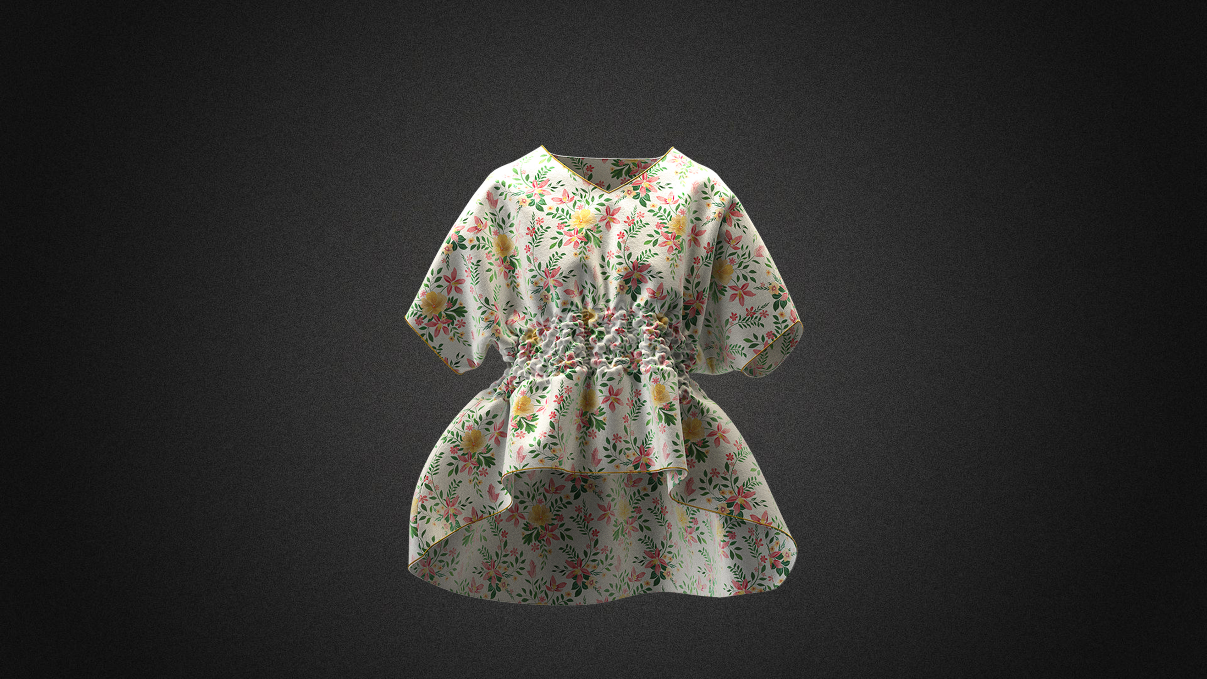 Elegant blouse design with detailed fabric simulation